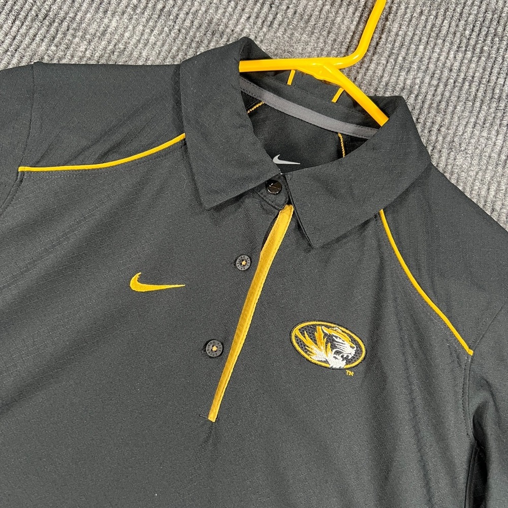 Missouri Tigers Mizzou Polo Shirt Womens Medium Black Nike Short Sleeve SEC